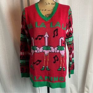 Tiara International Singing Flamingo Christmas Sweater Women’s Large Pullover